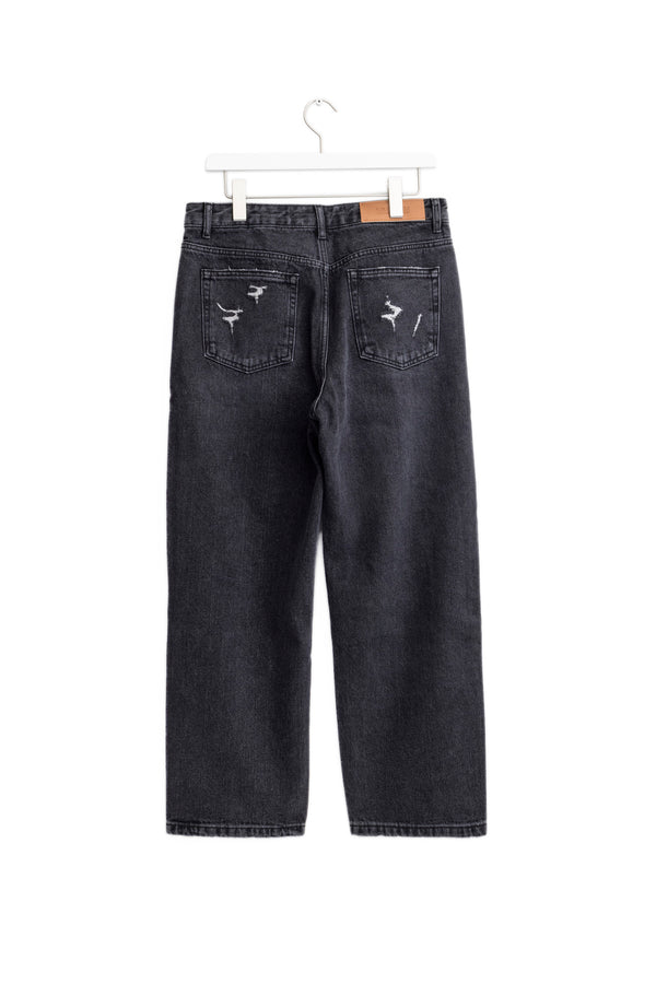 KIMHĒKIM Chain Embelishment Destroyed Jeans 2024SS