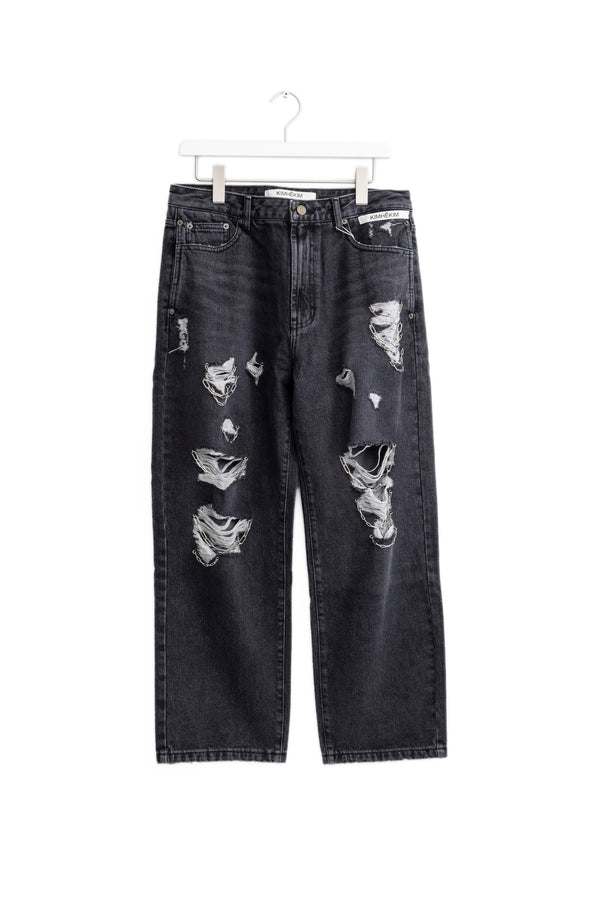 KIMHĒKIM Chain Embelishment Destroyed Jeans 2024SS