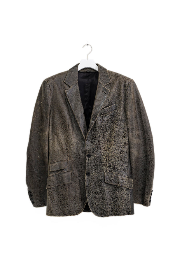Alexander McQueen Cracked Leather Tailored Jacket 1990s