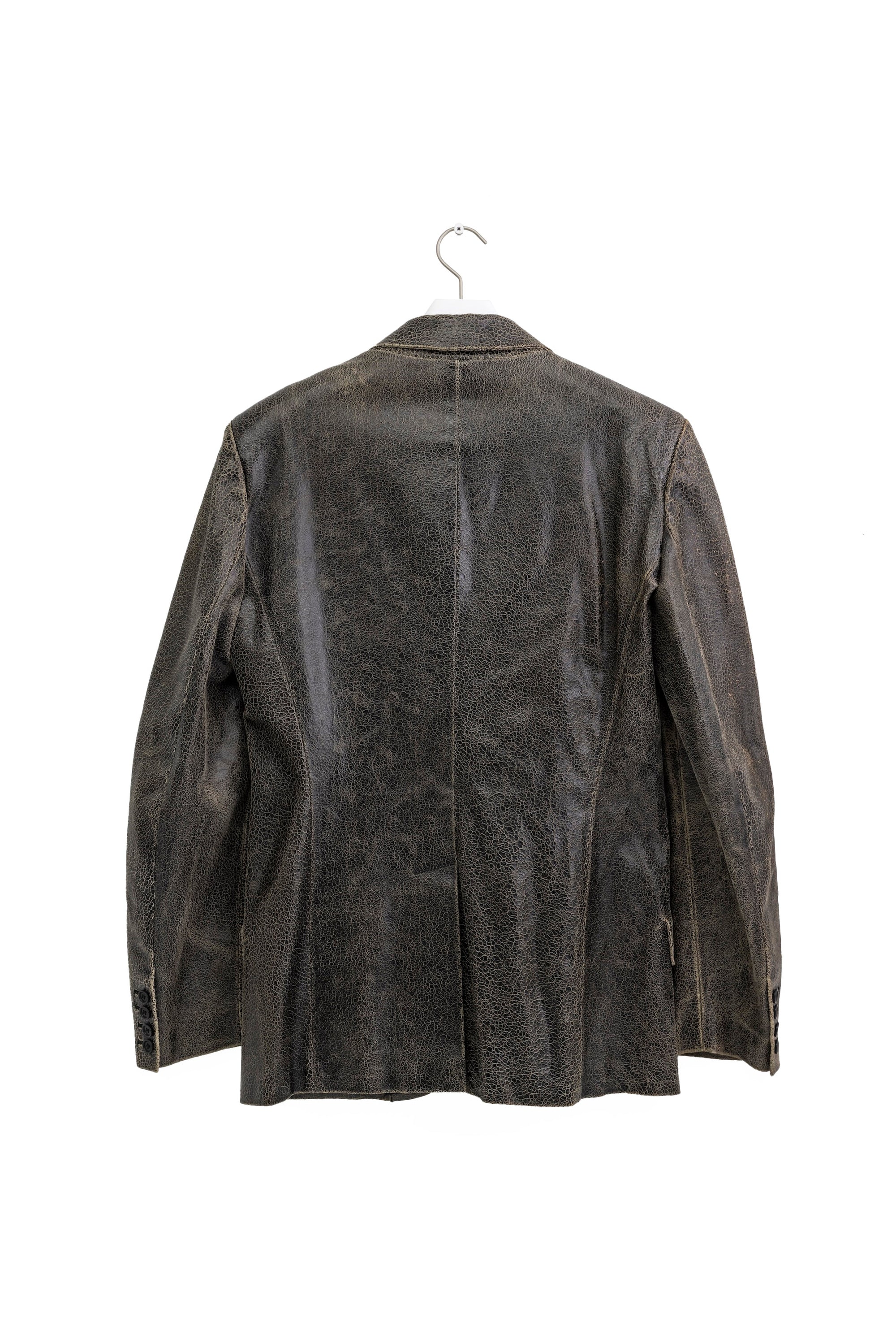 Alexander McQueen Cracked Leather Tailored Jacket 1990s