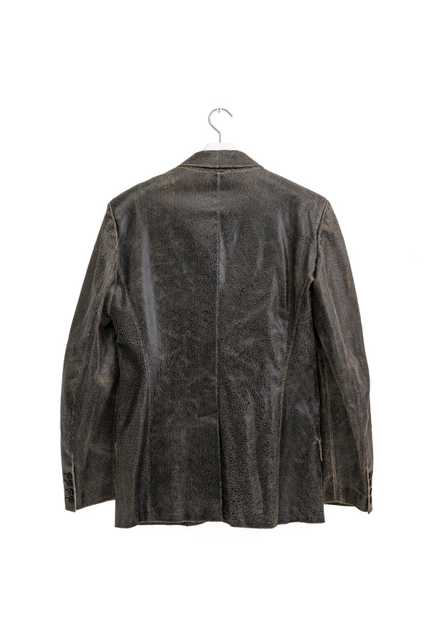 Alexander McQueen Cracked Leather Tailored Jacket 1990s